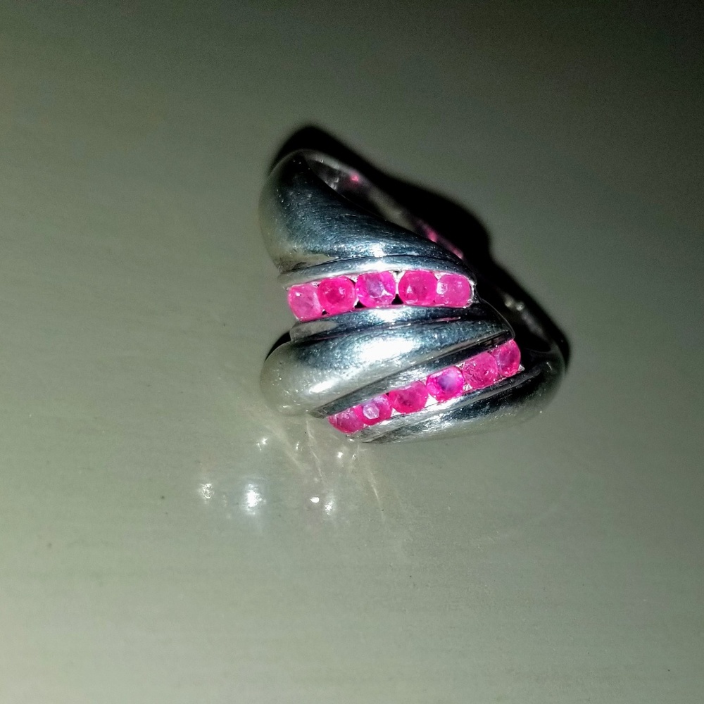 ❤️Vintage 925 Sterling Silver Ruby Shell Ring